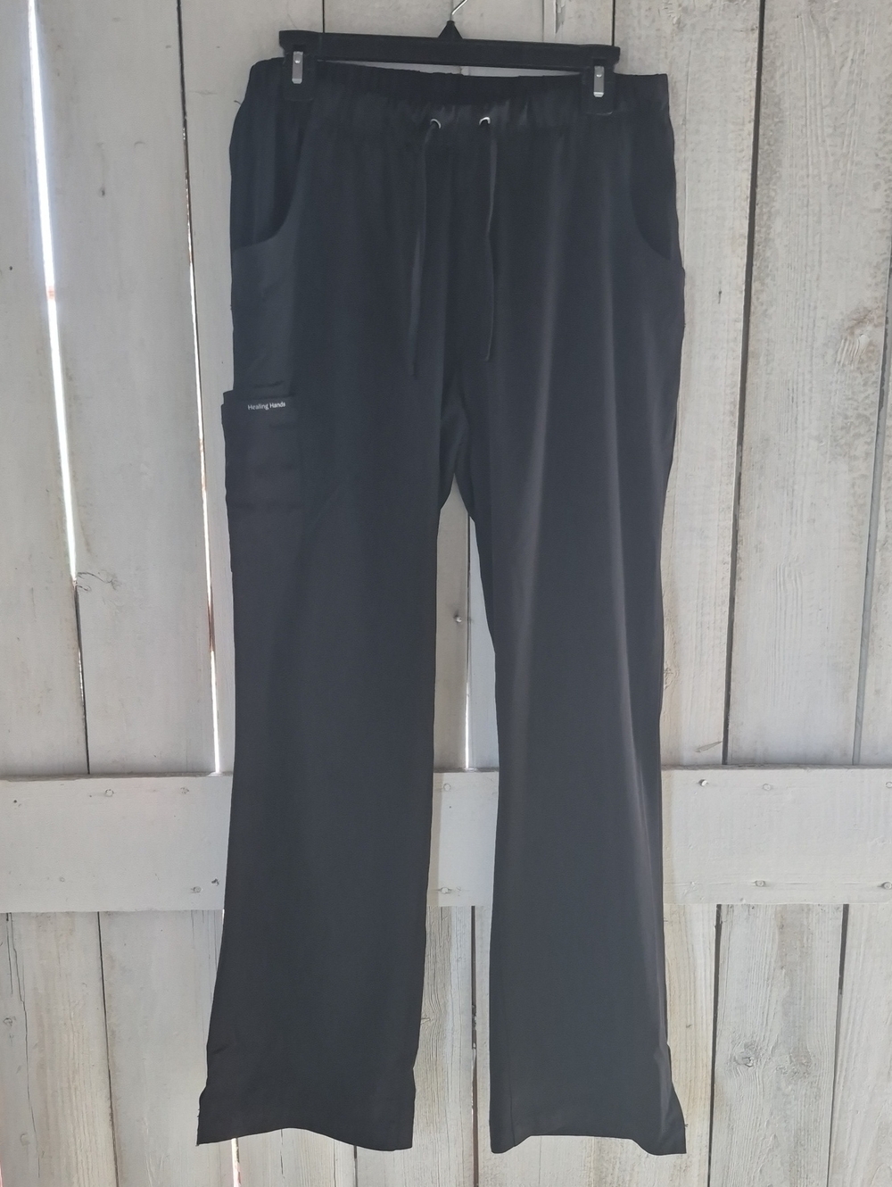 healing hands Black Boot-Cut Scrub Pants with Drawstring Waist